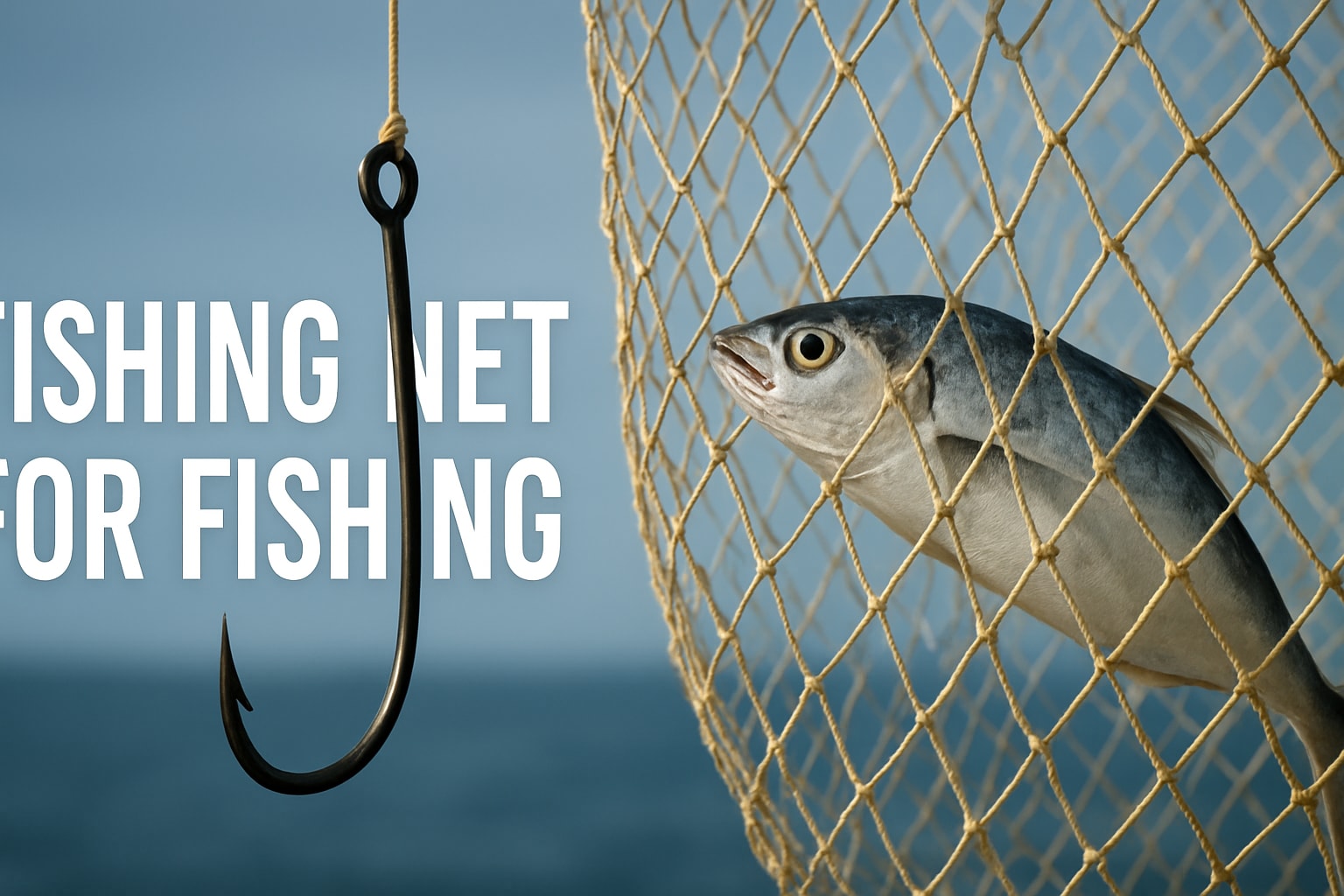 7 Essential Fishing Net Tips For 2026 featuring a fish caught in a fishing net with a hook.