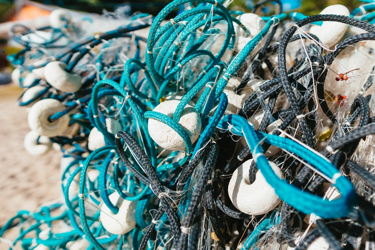 blue and white rope on black metal fence
