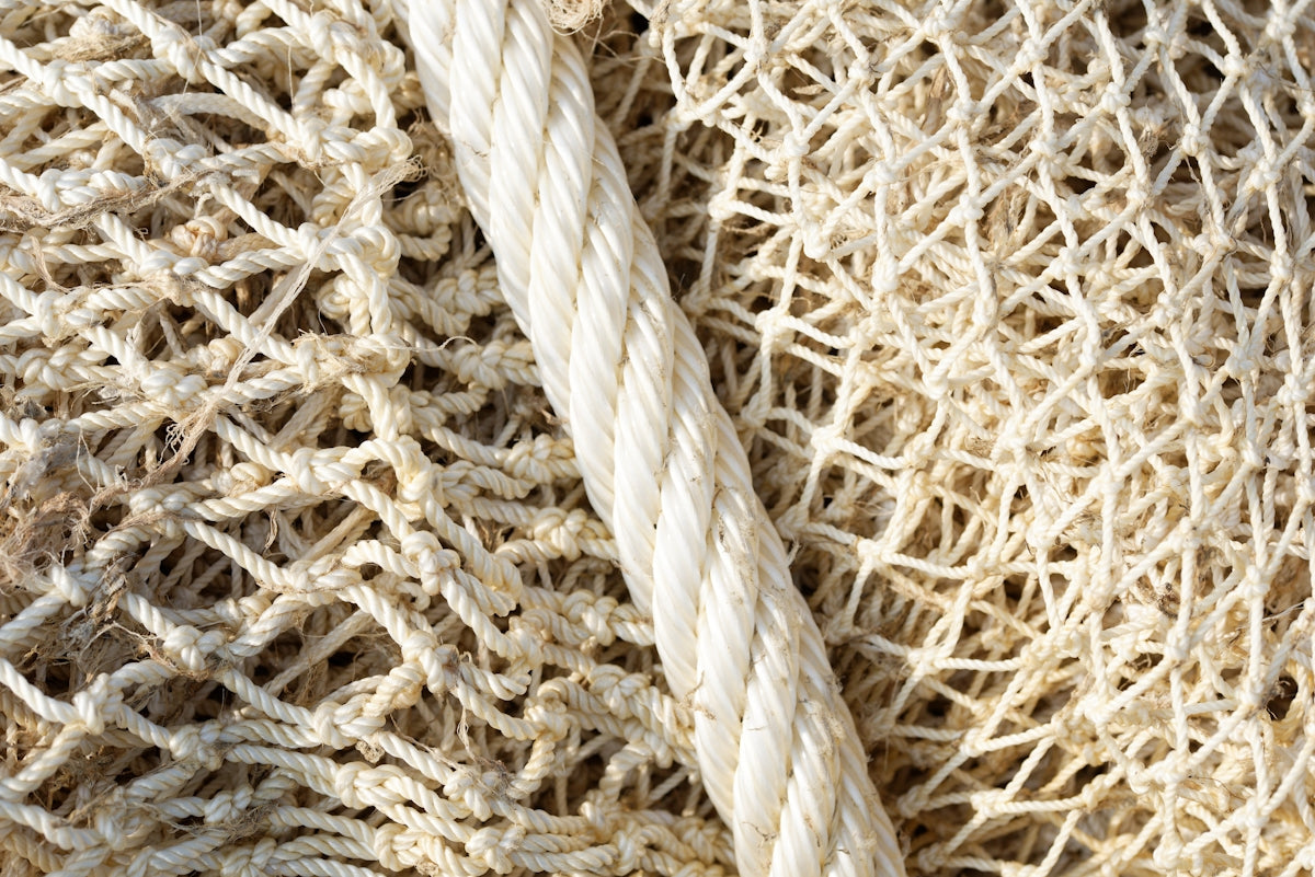 Close-up of 4 Inch Heavy Duty Pacific Island Nets showcasing the sturdy mesh and thick rope.