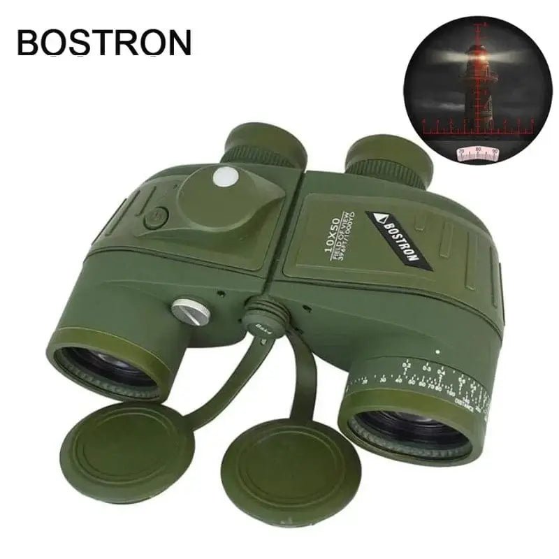 China China Green1050 Binoculars 10x50 Marine Military Telescope Adults Waterproof With Rangefinder Compass BAK4 Prism HD Bird Watching For Hunting