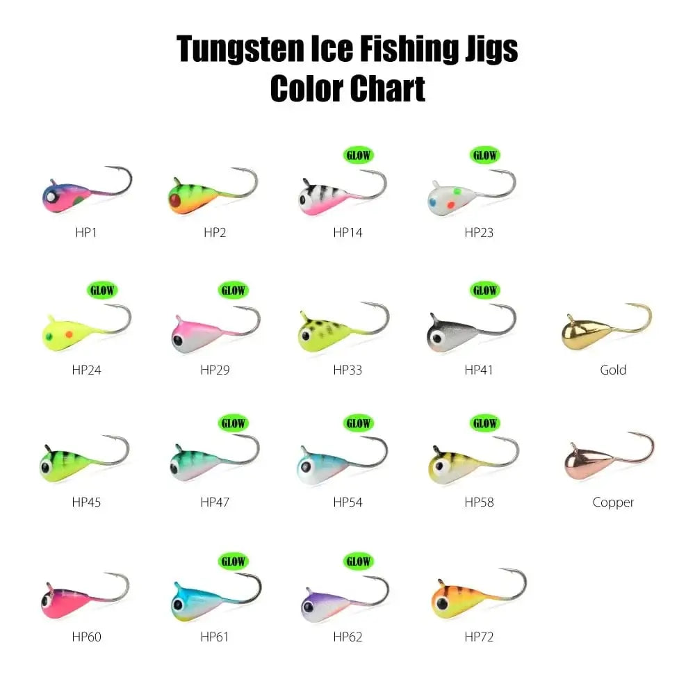 MUUNN 5PCS Tungsten Ice Jigs Hayabusa Hook,2.7mm-6mm UV Glow Colorful Winter Fishing Hooks,Perch Crappie Bluegill Lure Tackel, - Action Outdoors Kiwi