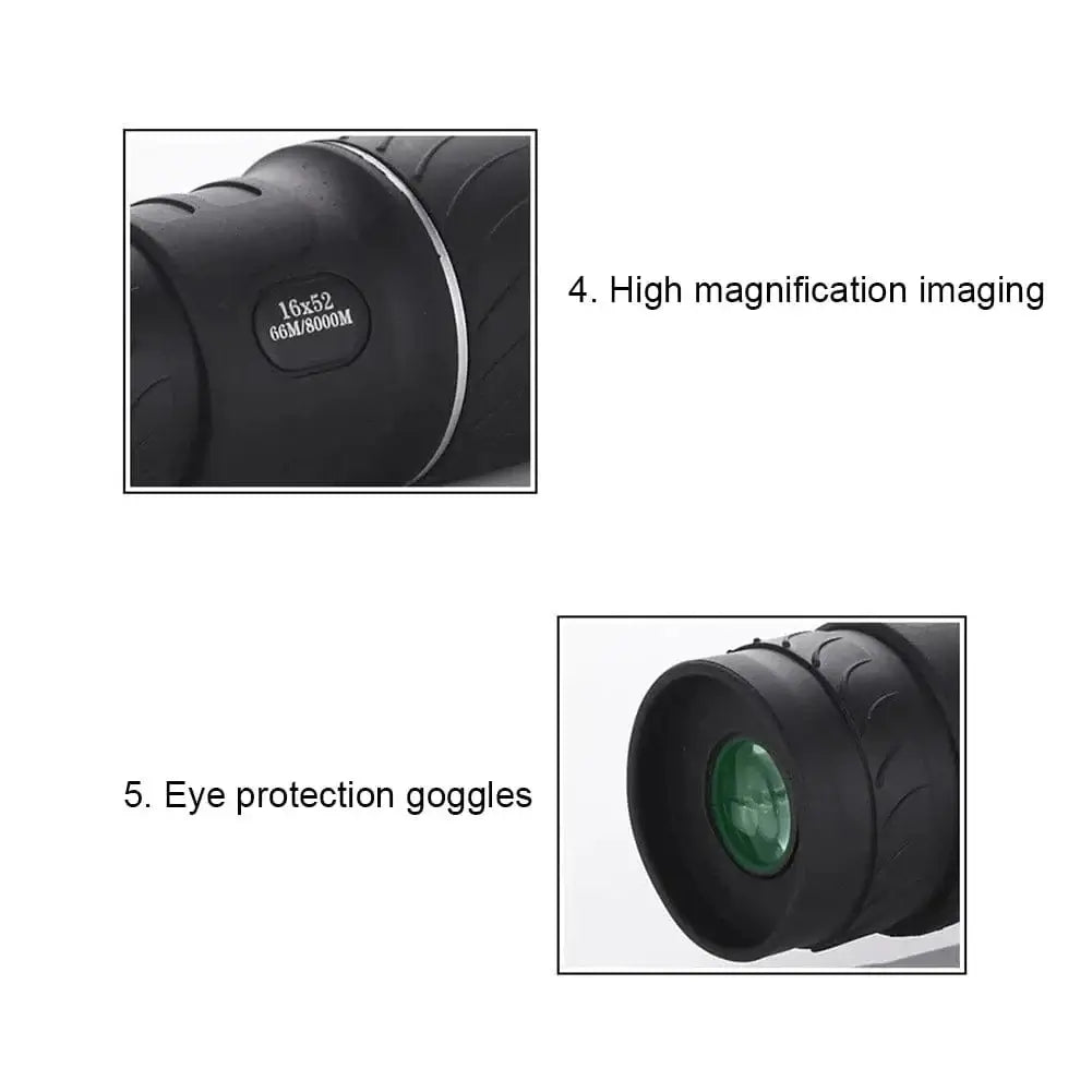 China China 16X52 Monocular Telescope Optical Lens High Definition Handy Optics Scope Dual Focus Zoom 16X Binocular for Outdoor Camp Hunting