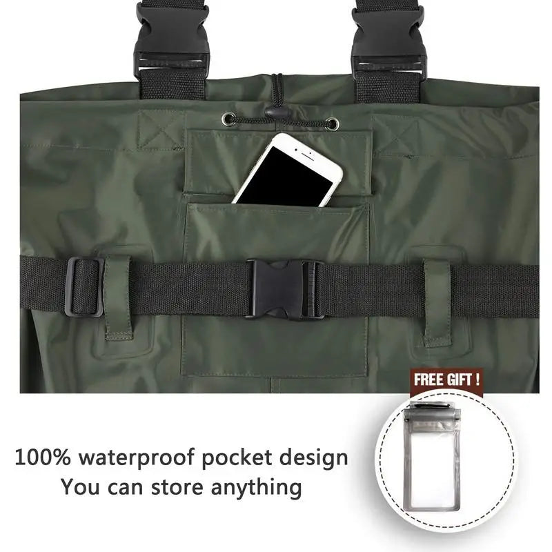 Nylon Breathable Waterproof Stocking Foot Fly Fishing Hunting Chest Waders Pant For Men And Women One-piece Trousers For Fishing - Action Outdoors Kiwi