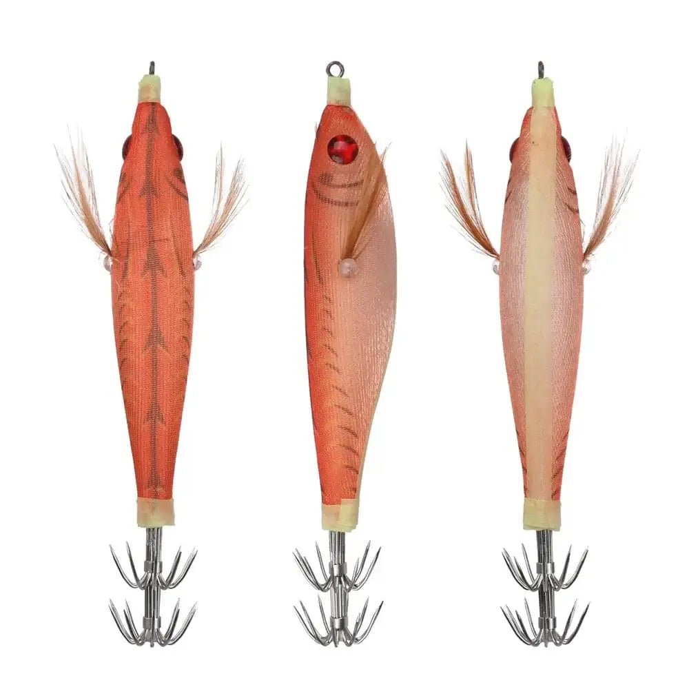 China China 1Pcs 9.5cm 10g Squid Jigs Fishing Lures Wood Shrimp Lure Hard Baits Octopus Cuttlefish Squid Hooks Wobbler