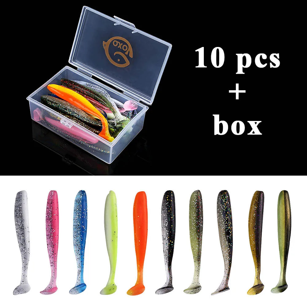 QXO Fishing Soft Lure Worm With Box Silicone Bait Accessories Swimbait Streamer Sea Fishing Spoon Lure 7cm 10cm Wobbler Set - Action Outdoors Kiwi