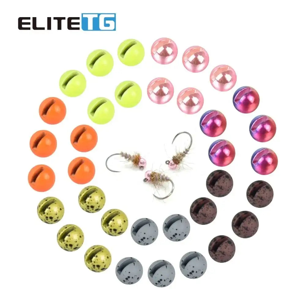 Elite TG 50pcs Tungsten Slotted Beads 2.5mm-3.8mm Trout Panfish Hook Fly Tying Bead Material Multi-Color Fly Fishing Tackel - Action Outdoors Kiwi