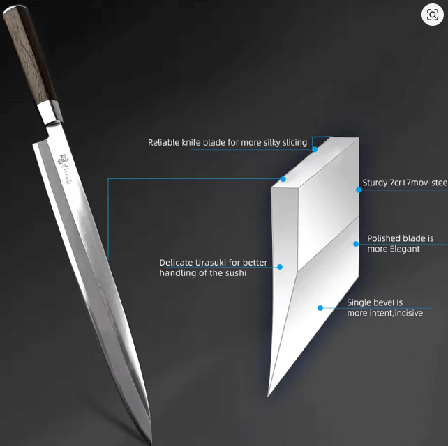 Action Outdoors Miscellaneous Knives 8 Inch Blade Sashimi Sushi Knife for Cutting Sushi with Box