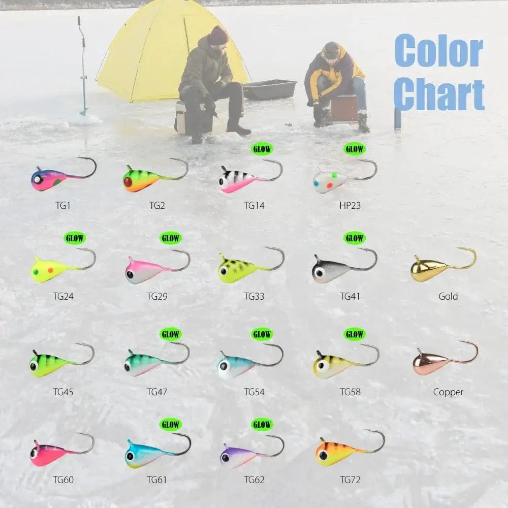 Elite TG 5pcs Tungsten Ice Fishing Jig,2.7mm-6.0mm Tear Drop Hayabusa Hook Winter Pike Carp Panfish Soft Lure Bait Tackel - Action Outdoors Kiwi