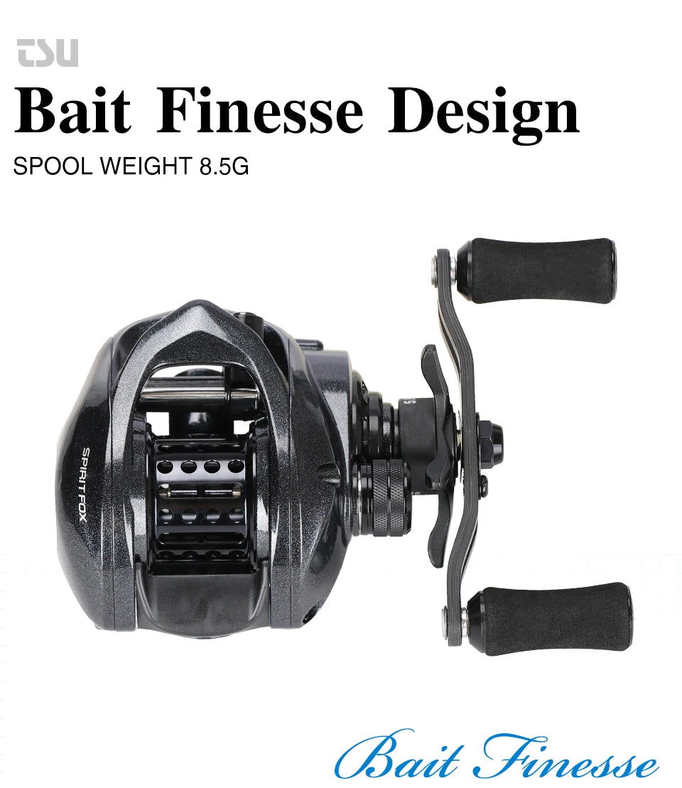 TSURINOYA Spirit Fox 50 Bait Finesse System Baitcasting Fishing Reel 7.3:1 Gear Ratio Carbon Fishing Coil For Light Game Trout - Action Outdoors Kiwi