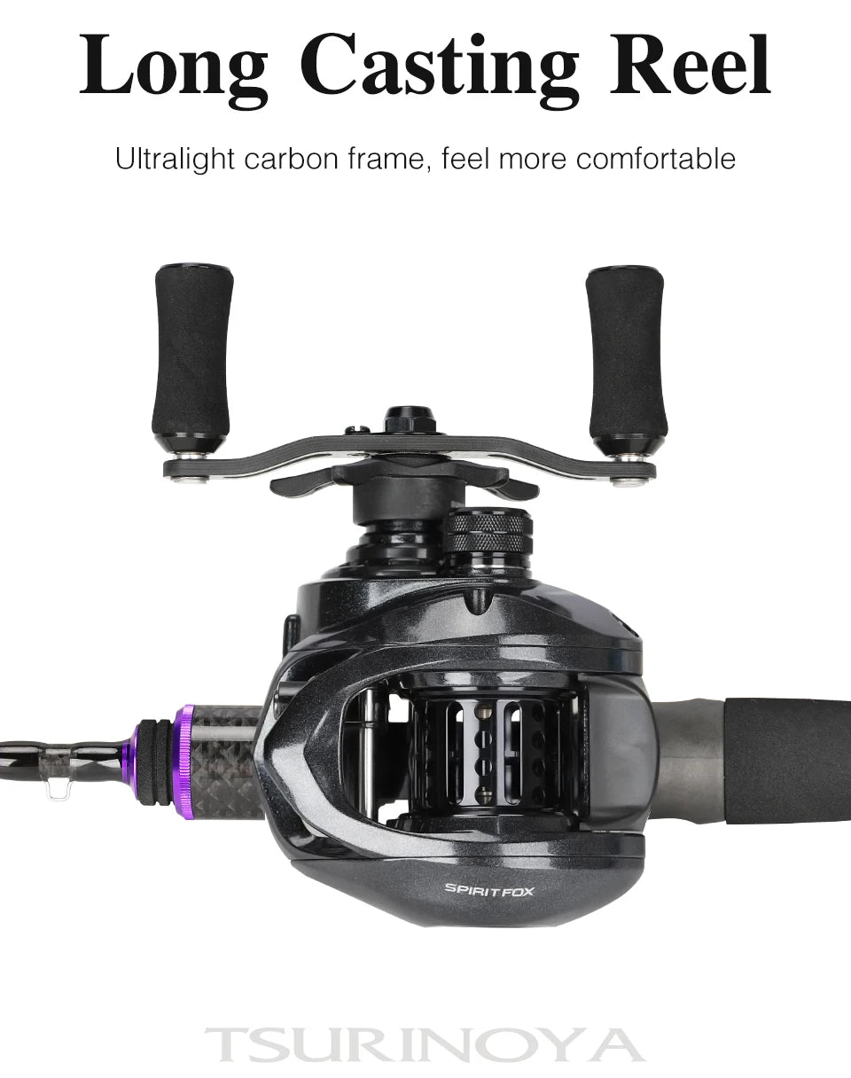 TSURINOYA Spirit Fox 50 Bait Finesse System Baitcasting Fishing Reel 7.3:1 Gear Ratio Carbon Fishing Coil For Light Game Trout - Action Outdoors Kiwi