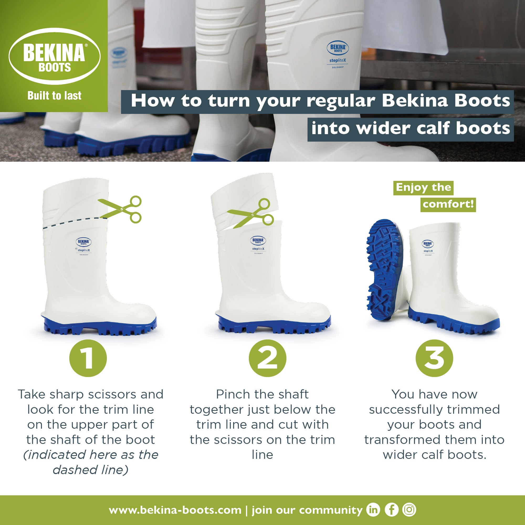 Gumboots Bekina Steplite White SIZE 5 TO 14 UK - Action Outdoors Kiwi