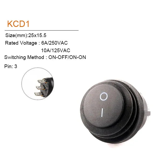5Pcs 2/3Pin 25mm 6A/10A 250V Round Rocker Dot Boat LED Light Waterproof Rocker Switch Car Auto Boat Marine Power Button Switch - Action Outdoors Kiwi