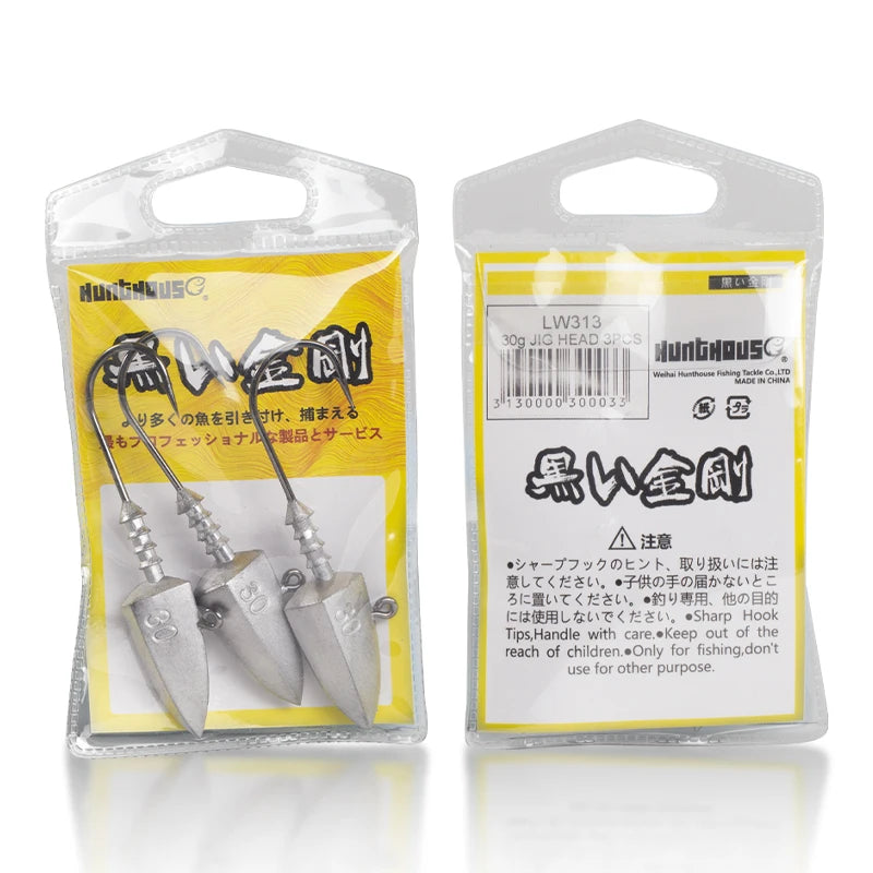 Hunthouse fishing hooks jig head 20g 30g 40g 3 pcs/pack fishing tackle equiped with soft lure peche 2020 new lw313 - Action Outdoors Kiwi