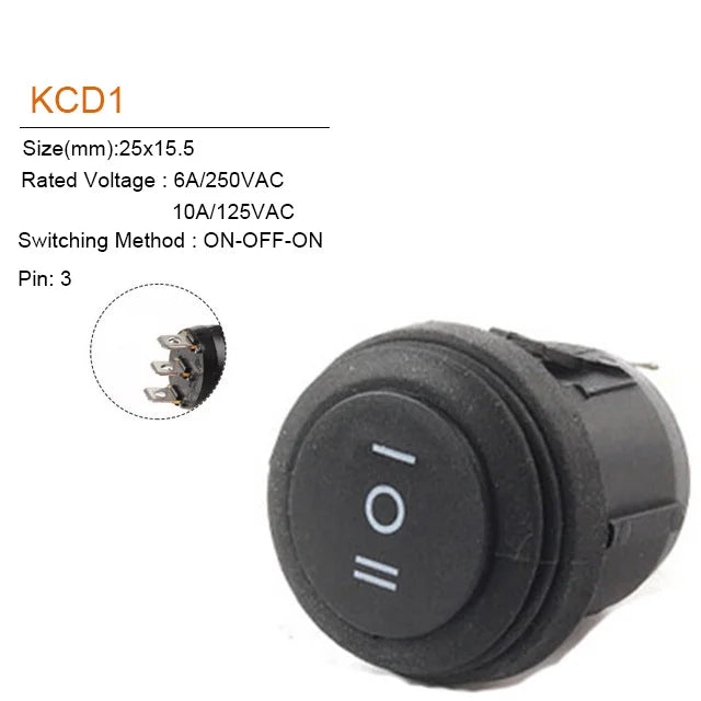 5Pcs 2/3Pin 25mm 6A/10A 250V Round Rocker Dot Boat LED Light Waterproof Rocker Switch Car Auto Boat Marine Power Button Switch - Action Outdoors Kiwi