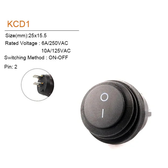 5Pcs 2/3Pin 25mm 6A/10A 250V Round Rocker Dot Boat LED Light Waterproof Rocker Switch Car Auto Boat Marine Power Button Switch - Action Outdoors Kiwi