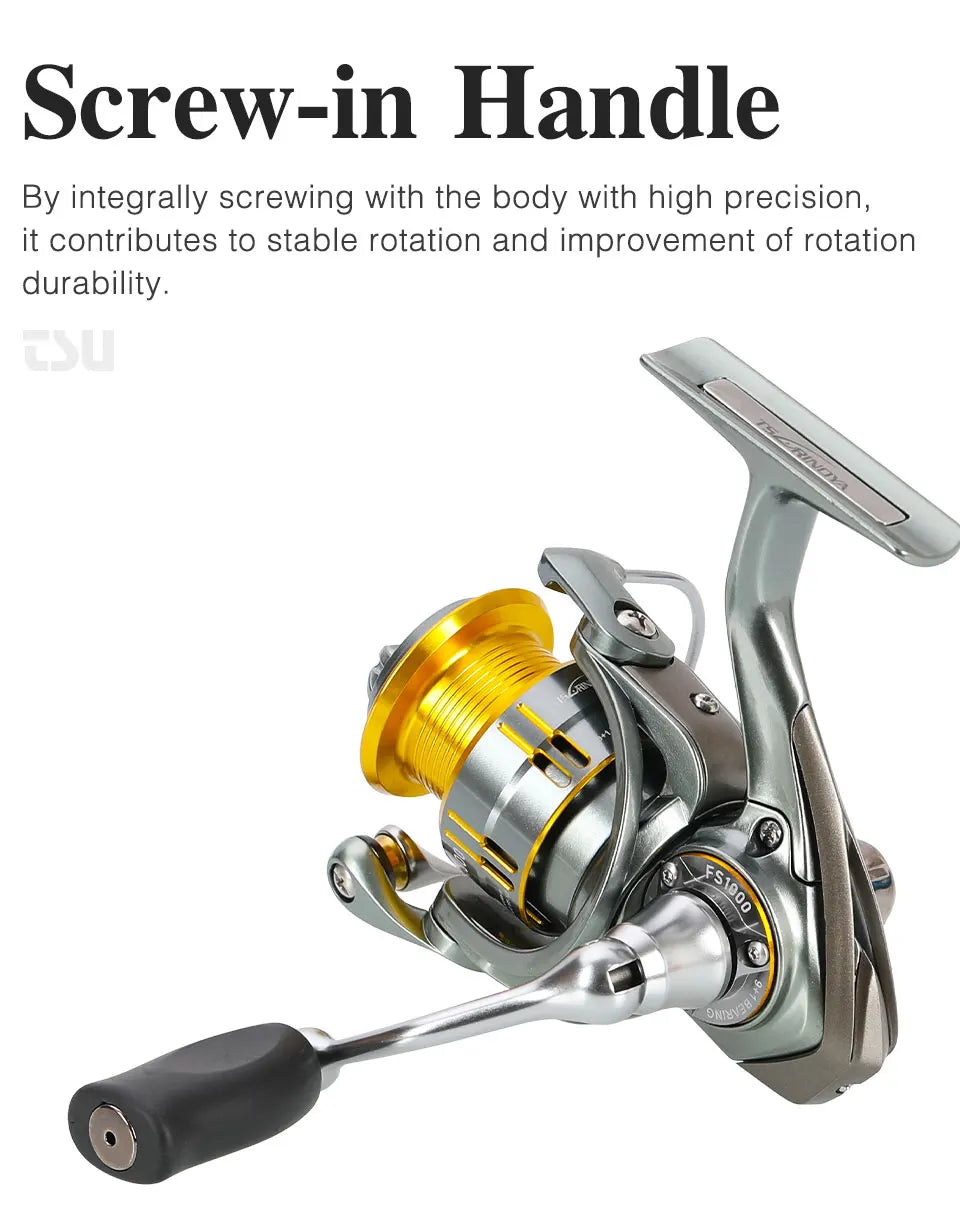 TSURINOYA Light Game Ultralight Spinning Fishing Reel FS 500 800 1000 9+1BB 4kg Drag Power Bait Finesse Stream Bass Trout Reel - Action Outdoors Kiwi