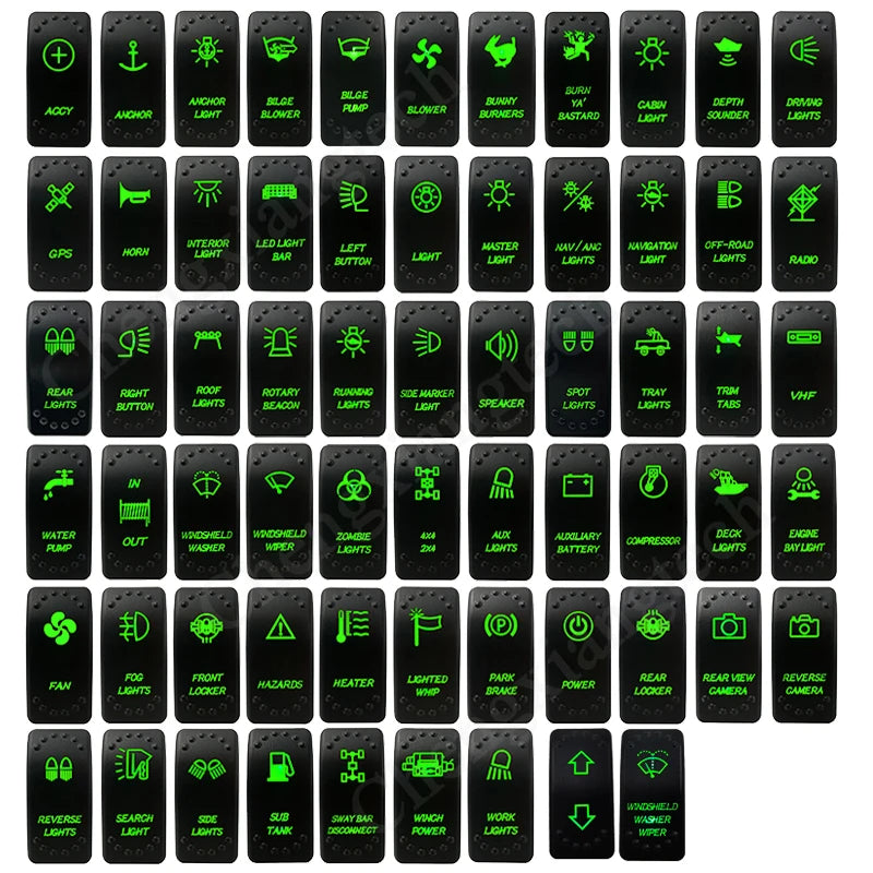 Waterproof Green Led Car Rocker Switch On Off 12V 20A Washer Wiper Momentary Toggle Switch For Marine Boat ATV RZR RV Autosteer - Action Outdoors Kiwi