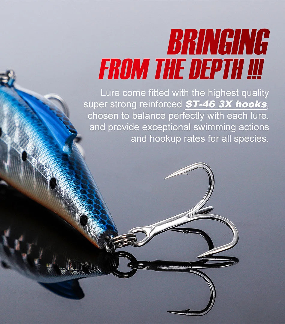 Noeby 3pcs VIB Fishing Lure 90mm 33g Rattling Variable Sinking Bait Wobblers Seawater Crankbait Pike Winter Fishing Tackle - Action Outdoors Kiwi