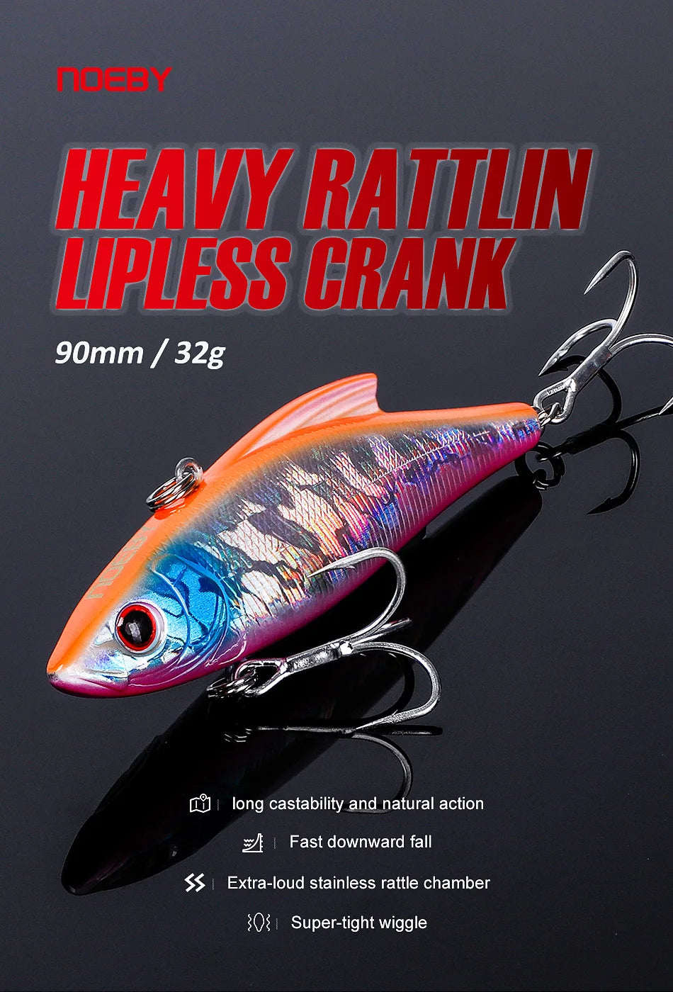 Noeby 3pcs VIB Fishing Lure 90mm 33g Rattling Variable Sinking Bait Wobblers Seawater Crankbait Pike Winter Fishing Tackle - Action Outdoors Kiwi