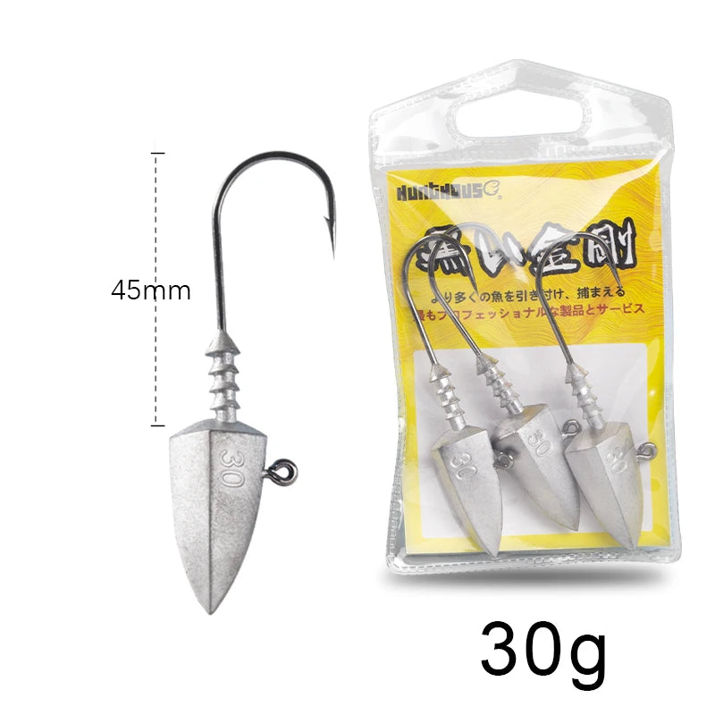 Hunthouse fishing hooks jig head 20g 30g 40g 3 pcs/pack fishing tackle equiped with soft lure peche 2020 new lw313 - Action Outdoors Kiwi