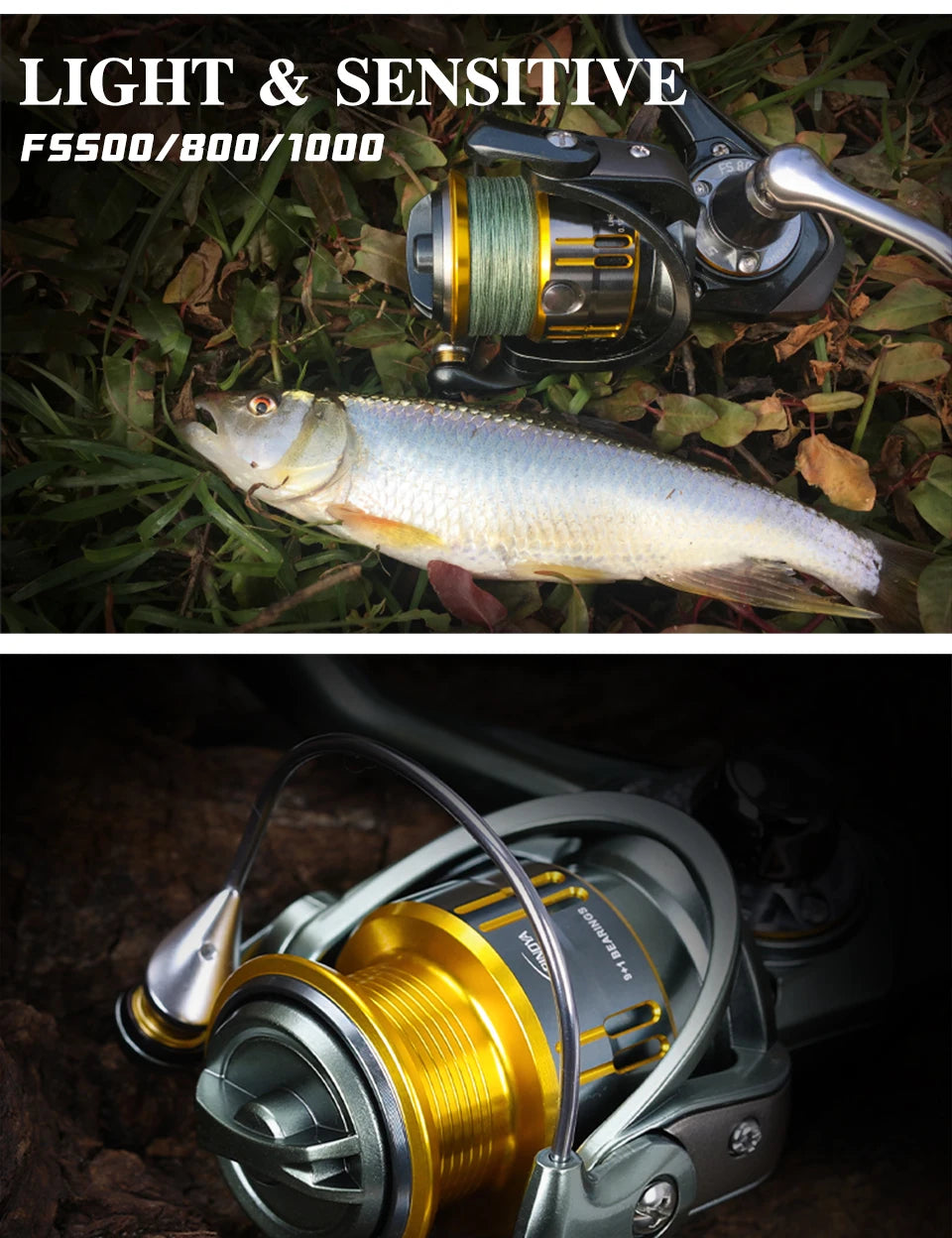 TSURINOYA Light Game Ultralight Spinning Fishing Reel FS 500 800 1000 9+1BB 4kg Drag Power Bait Finesse Stream Bass Trout Reel - Action Outdoors Kiwi
