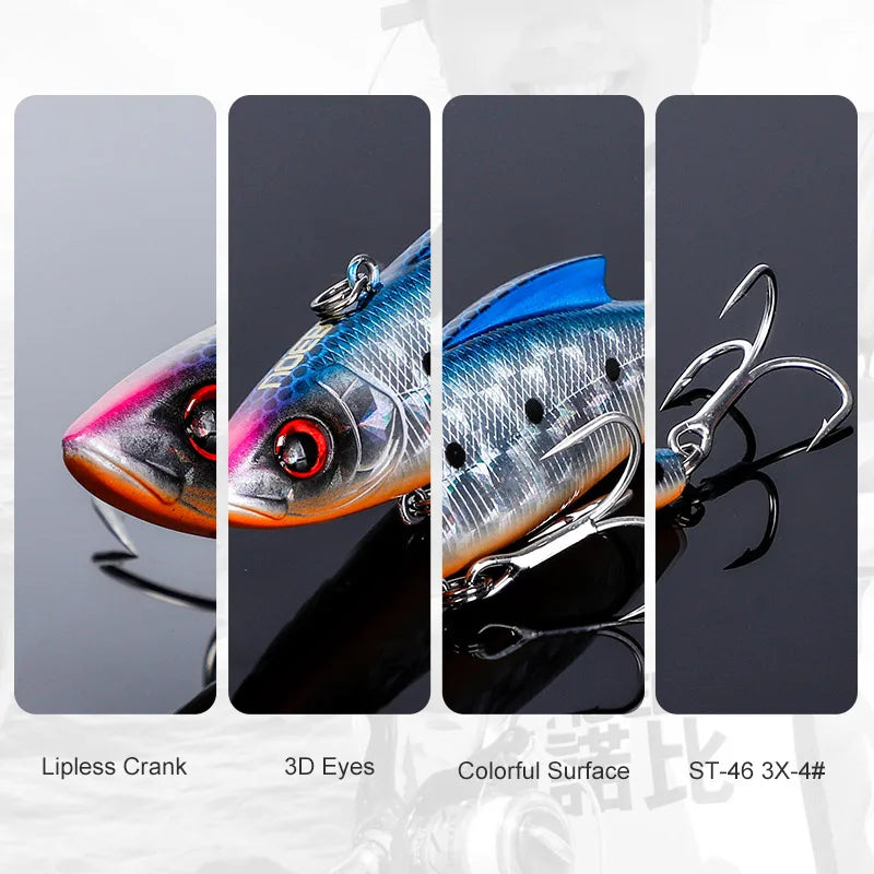 Noeby 3pcs VIB Fishing Lure 90mm 33g Rattling Variable Sinking Bait Wobblers Seawater Crankbait Pike Winter Fishing Tackle - Action Outdoors Kiwi