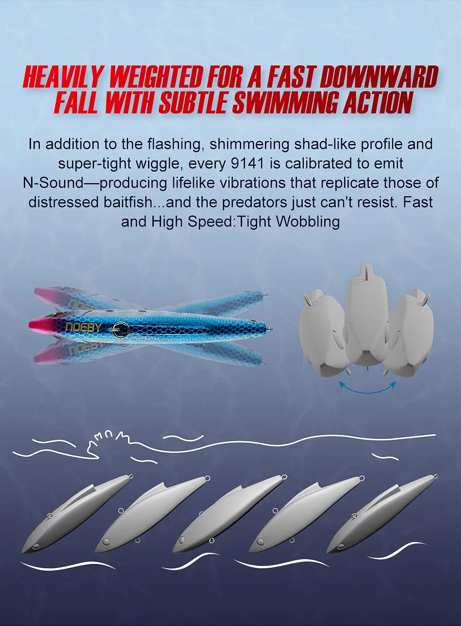 Noeby 3pcs VIB Fishing Lure 90mm 33g Rattling Variable Sinking Bait Wobblers Seawater Crankbait Pike Winter Fishing Tackle - Action Outdoors Kiwi