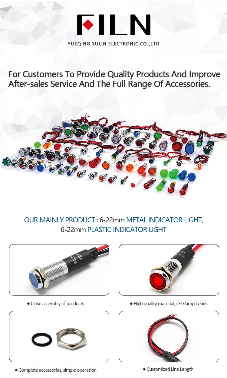 8mm 12V 24V 110V 220V Metal LED Pilot Panel Dash Signal Indicator Warning light 20cm cable Chrome Finish Car Boat Marine - Action Outdoors Kiwi
