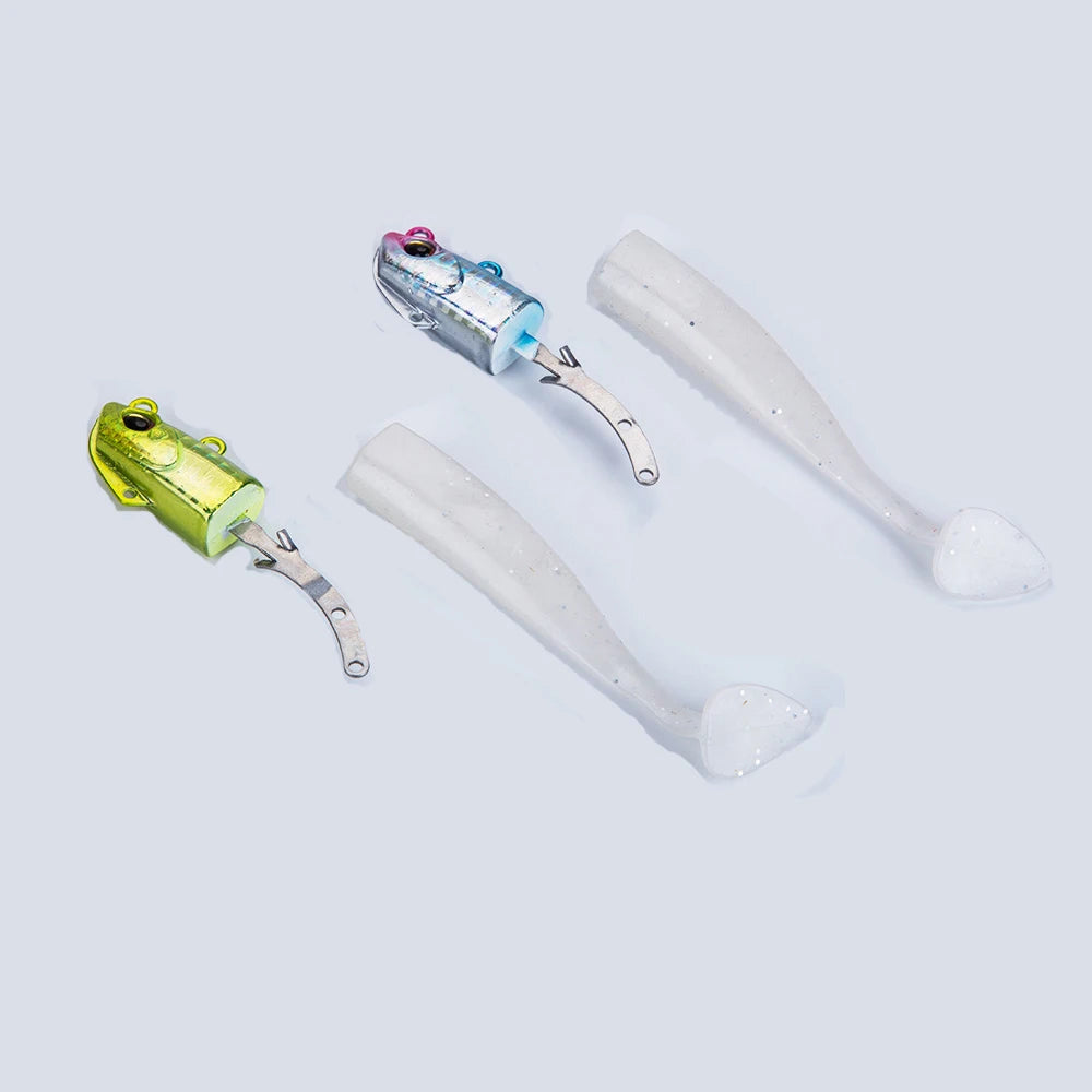 2pcs Jig Head Soft Bait T Tail Artificial Metal Bait Fishing Jig Sharp Knife Machete Soft T Tail Fishing Lure for hairtail - Action Outdoors Kiwi