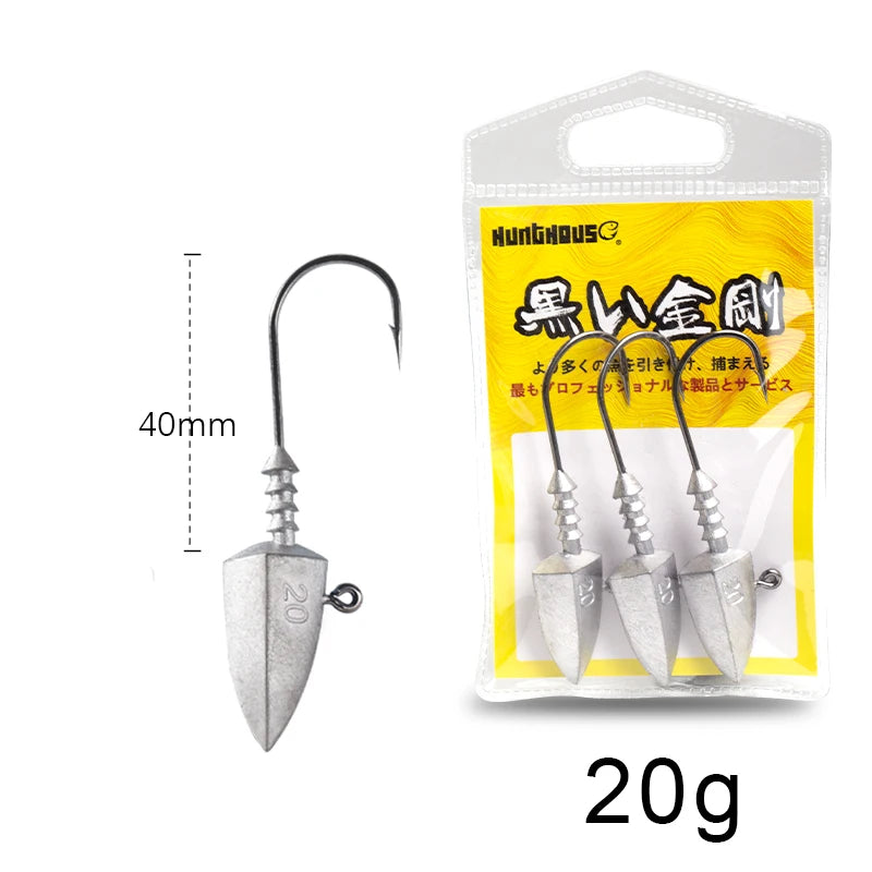 Hunthouse fishing hooks jig head 20g 30g 40g 3 pcs/pack fishing tackle equiped with soft lure peche 2020 new lw313 - Action Outdoors Kiwi