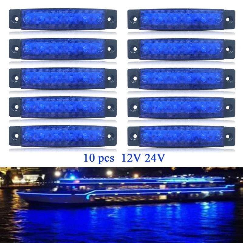 10pcs Marine Boat Waterproof 12V 24V 6 LED Lamp Cabin Deck Courtesy Light Stern Transom Lights Blue For Small Boat Sailboat - Action Outdoors Kiwi