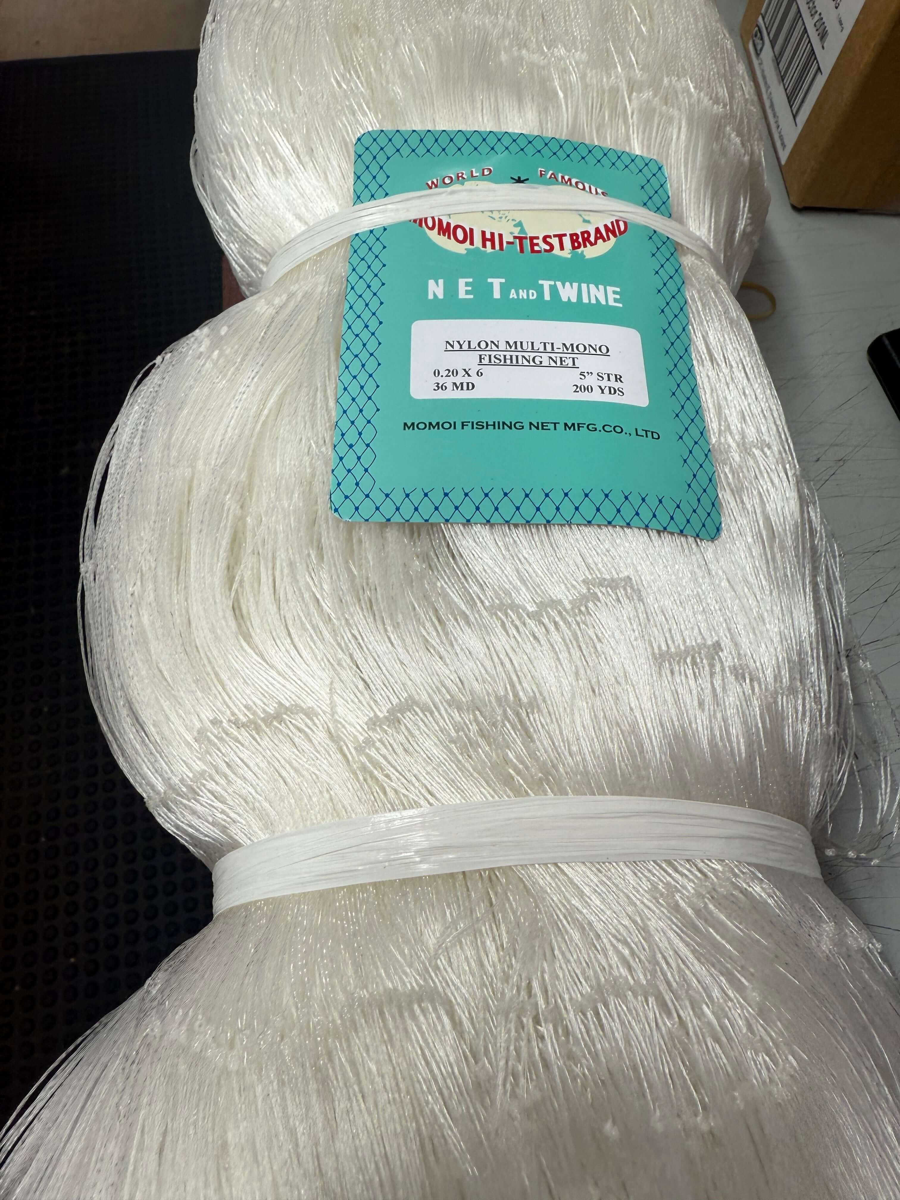 Momoi Snapper - Trev Mesh 36MD x 5.00" x 180m Snow White netting coil with label