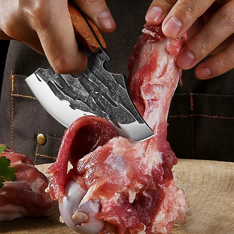 Boning Knife Wooden Handle Handmade Cooking Slicing Knife Chef Knives Barbecue Cleaver Meat Chop Vegetable Fruit Kitchen Knives - Action Outdoors Kiwi