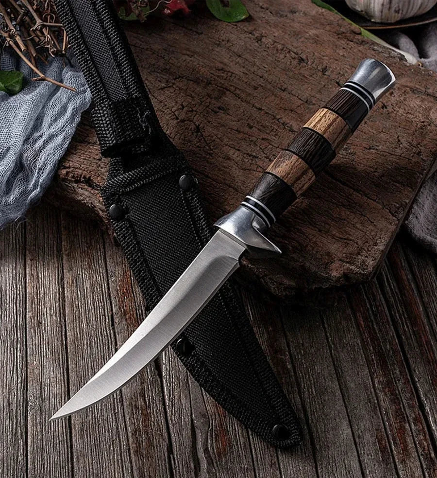 Wood Handle Sashime Knife Fish Filleting Knife High Stainless Steel Kitchen Knives Meat Cleaver Boning Knife Chef Slicing Tools - Action Outdoors Kiwi