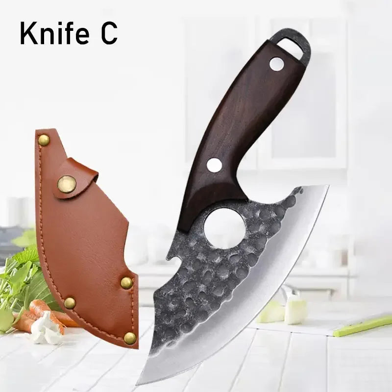 WXCOO Professional Kitchen Knives Hand Forged Boning Knife Stainless Steel Fruit Paring Knife Meat Cleaver Butcher Slicing Knife - Action Outdoors Kiwi