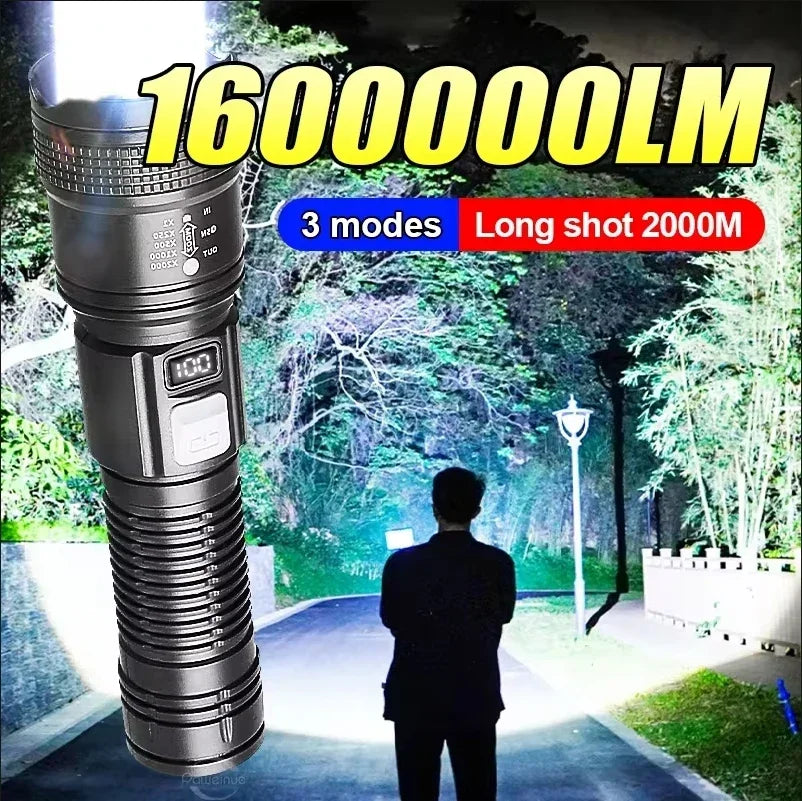 High Strong Power Led Flashlights Tactical Flash Light Torch Ultra Bright Lamp USB Charging Camping Fishing Defensa Zoom Lantern - Action Outdoors Kiwi