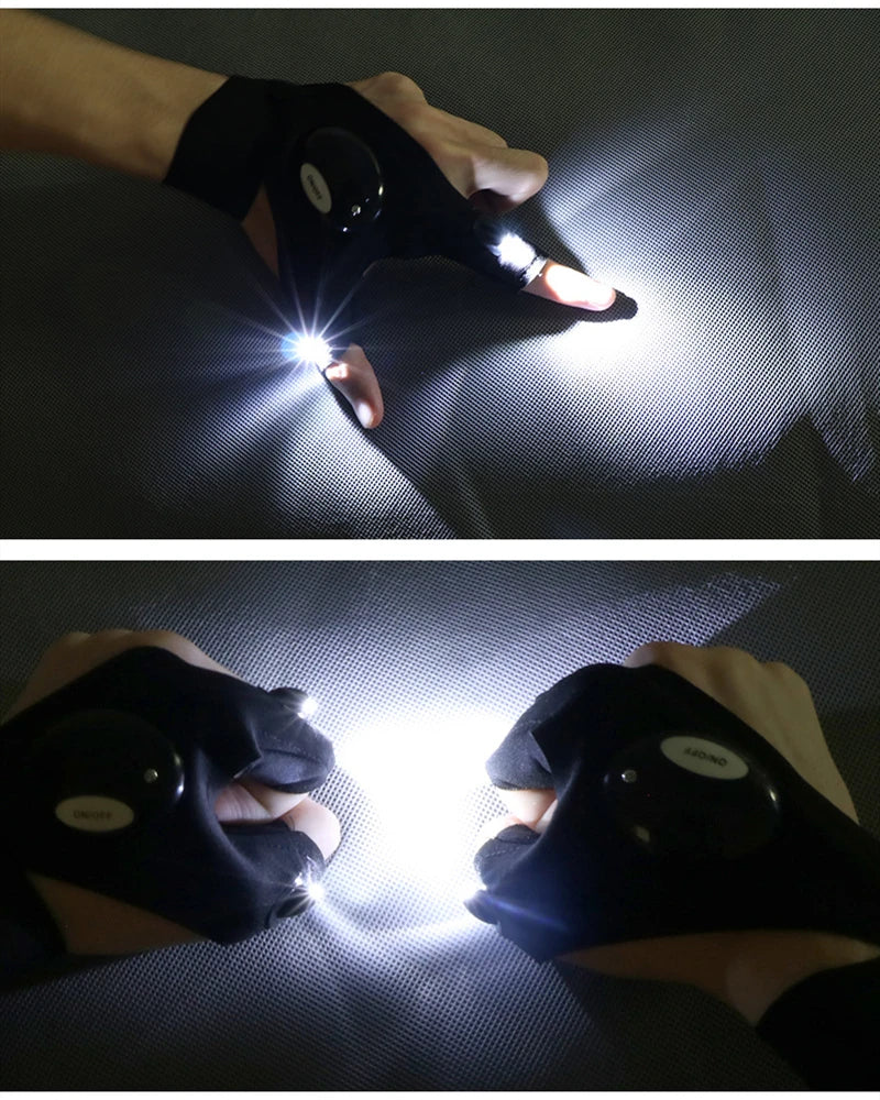 Half-finger Fishing Gloves Led Flashlight Waterproof Flashlight Outdoor Hiking Camping Fishing Rescue Survival Lighting Tool - Action Outdoors Kiwi