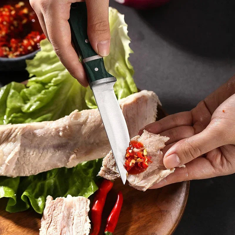 Barbecue Knife Can Open Bottle Cleaver Meat Fruit Vegetables Utility Boning Knife Kitchen Chef Knives Wooden Handle With Sheath - Action Outdoors Kiwi