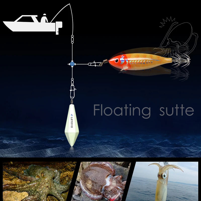 Luminous Squid Jig Artificial Bait Squid Fishing Lures Cuttlefish Webfoot Octopus Noctilucent Wood Shrimp Sea Fishing Lure