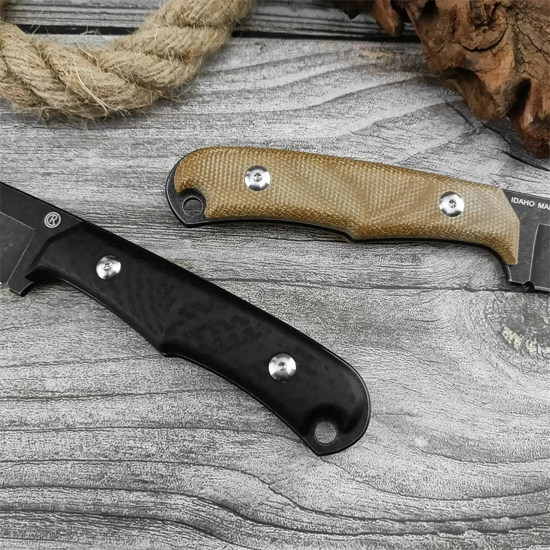 High hardness R small straight knife fishing and hunting tactics G10 and hemp handle survival tools rescue camping fixed knife - Action Outdoors Kiwi
