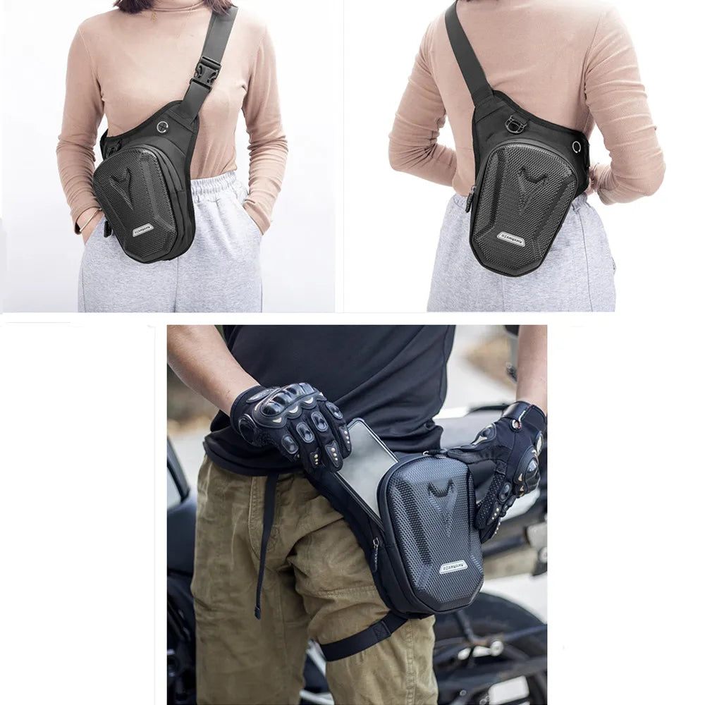 Hard Shell Drop Leg Bag Motorcycle Waterproof Waist Bag Hip Bum Fanny Pack For Outdoor Riding Cycling Hiking Fishing Climbing - Action Outdoors Kiwi