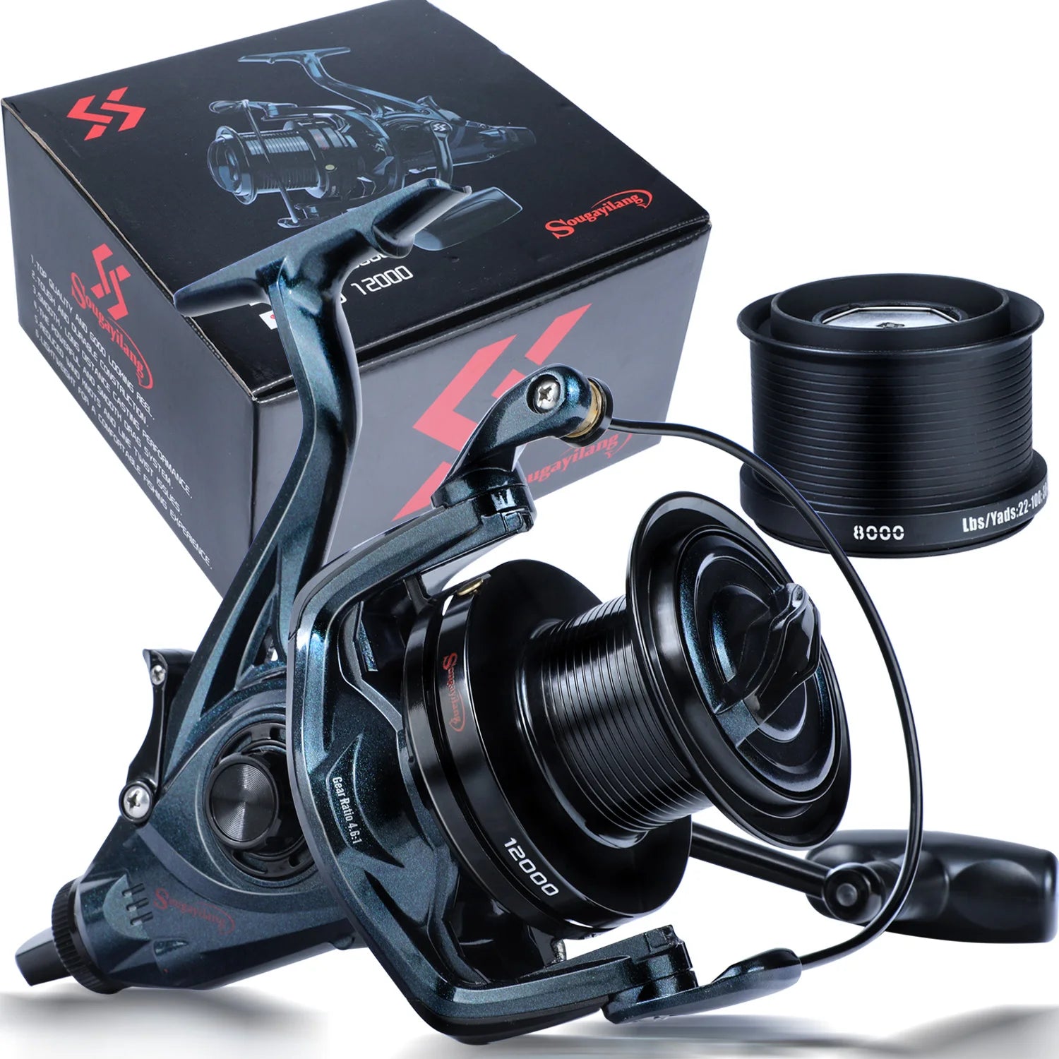 Sougayilang 8000-12000 Series Carp Fishing Reel Spinning Reel Max Drag 25kg Surf Fishing Reels Freshwater Saltwater Sea Fishing - Action Outdoors Kiwi