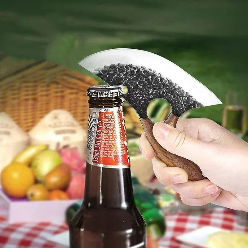 Barbecue Knife Can Open Bottle Cleaver Meat Fruit Vegetables Utility Boning Knife Kitchen Chef Knives Wooden Handle With Sheath - Action Outdoors Kiwi