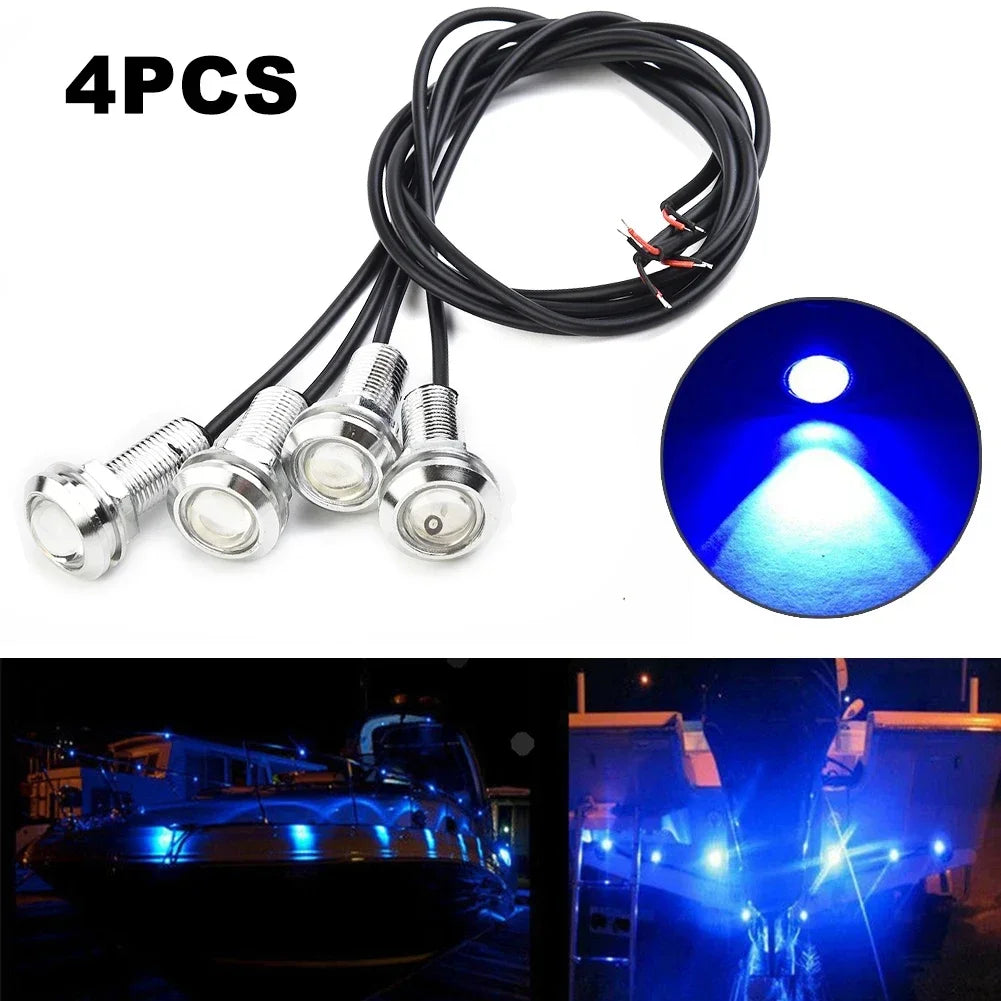 4pcs DC 12V-3W Blue LED Marine Lighting Boat Lights Spot-lighting Light Portable Waterproof Underwater Car Truck Boats Lamps - Action Outdoors Kiwi