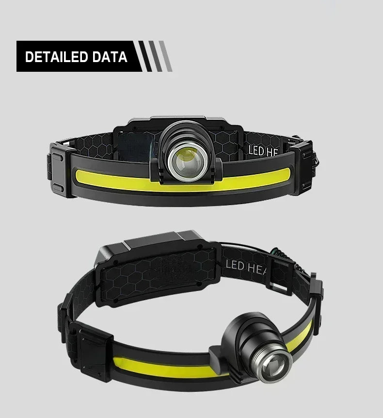High Power LED Headlamp 7 Mode COB Sensor Headlight Head Torch Flashlight Head Lamp By 18650 Battery For Camping Fishing Hunting - Action Outdoors Kiwi
