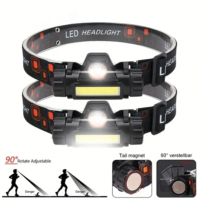 USB Rechargeable Portable Mini Powerful LED Headlamp Fishing XPE+COB Hunting Headlight Waterproof Super Bright Hunting Headlamp - Action Outdoors Kiwi