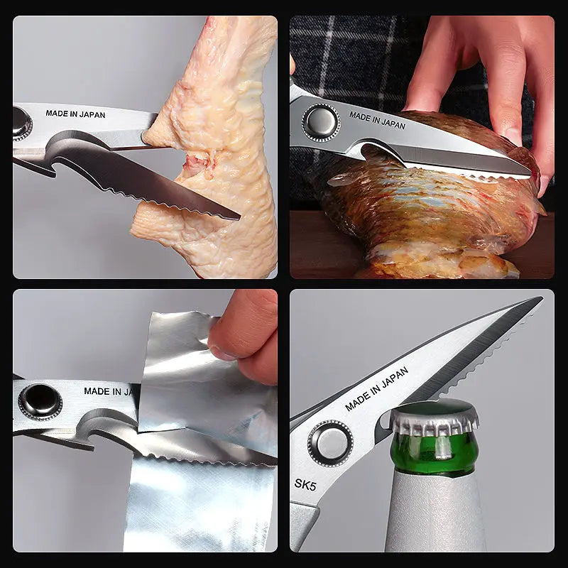 Kitchen Scissors Multifunctional Stainless Steel Food Scissors Chicken Bone Meat Fishing Crab Greens Cutting Trimming Scissors - Action Outdoors Kiwi