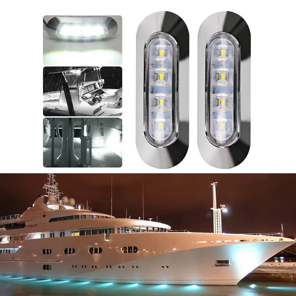 2PCS LED Marine Boat Courtesy Light 12-30V 6LED Waterproof Boat Interior Stern Transom Light Side Marker White Light for Marine - Action Outdoors Kiwi