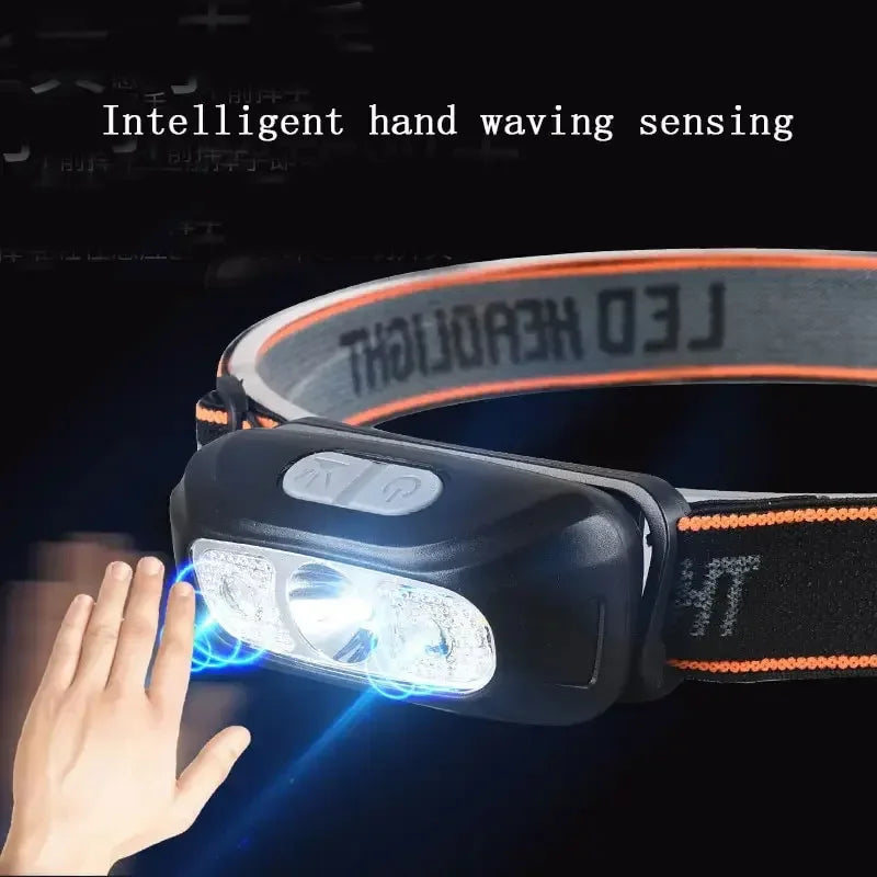 Mini Rechargeable Powerful Sensor Headlamp Fishing Camping USB Head Flashlight COB LED Head Light Torch Headlights Front Lantern - Action Outdoors Kiwi