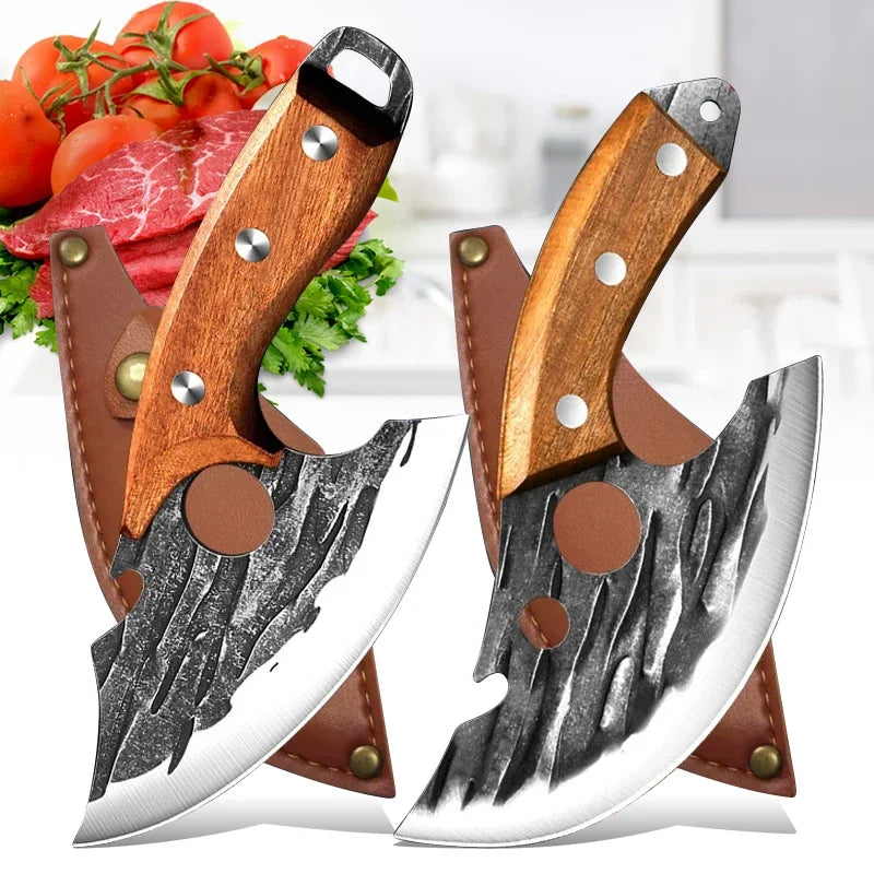 Boning Knife Wooden Handle Handmade Cooking Slicing Knife Chef Knives Barbecue Cleaver Meat Chop Vegetable Fruit Kitchen Knives - Action Outdoors Kiwi